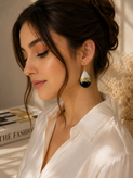 گوشواره پلیمری با روکش رزین سیاه و سفید